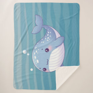 Cute, coastal/nautical whale sherpa blanket