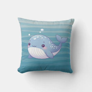 Cute, coastal/nautical whale throw pillow