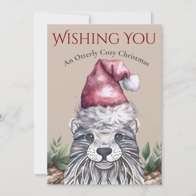 Cute Coastal Otter Holiday Greeting  (Front)