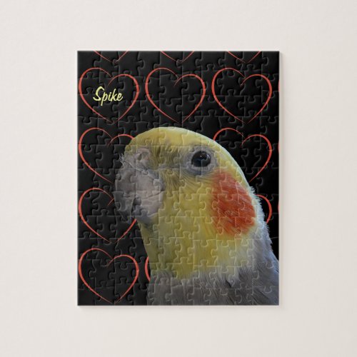 Cute Cockatiel and Hearts Jigsaw Puzzle