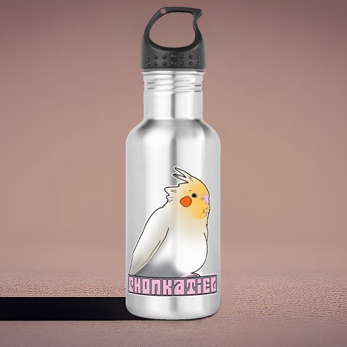 Cute Cockatiel Chonkatiel Funny Chonky Pet Bird Stainless Steel Water Bottle