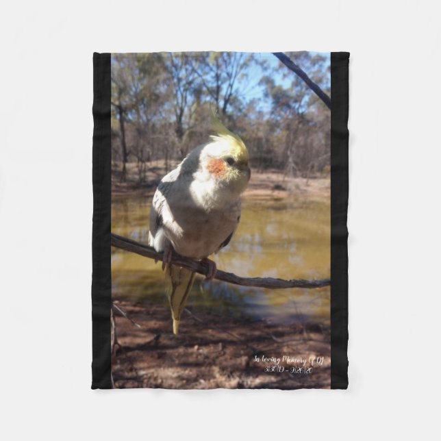 Cute Cockatiel Fleece Blanket (Front)