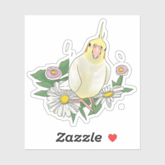 Cute Cockatiel Floral Sticker