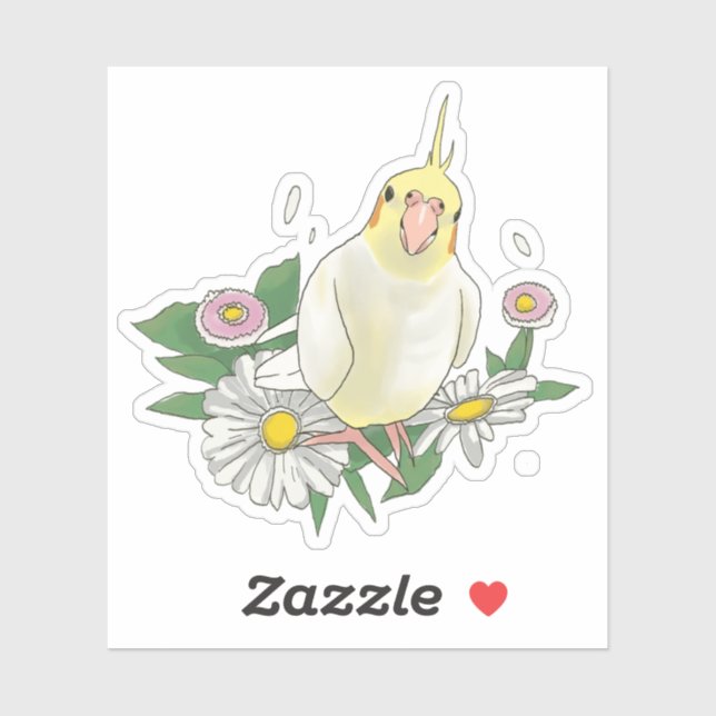 Cute Cockatiel Floral Sticker (Sheet)