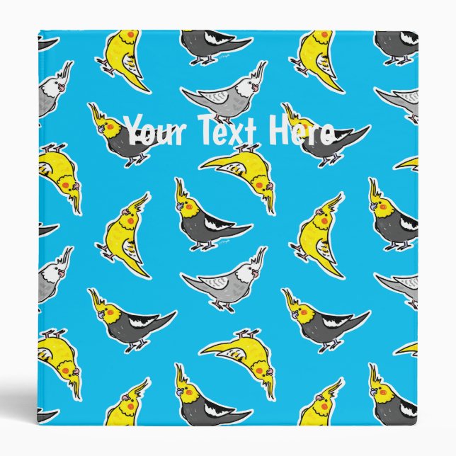 Cute Cockatiel Parrot Pattern 3 Ring Binder (Front)