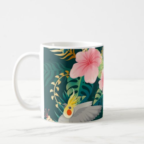 Cute Cockatiel Parrot Vintage Pattern Coffee Mug