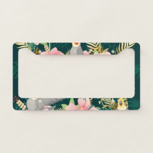 Cute Cockatiel Parrot Vintage Pattern License Plate Frame