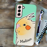 Cute Cockatiel Pet Bird Doodle Parrot Sea Green Samsung Galaxy S22  Case<br><div class="desc">This adorable phone case with a Cockatiel doodle can be personalized with any name to make a sweet gift for the pet bird owner. Melt hearts and show your passion for the birbs; the white and yellow 'tiel in a pop art style is fun and stylish on trendy sea green....</div>