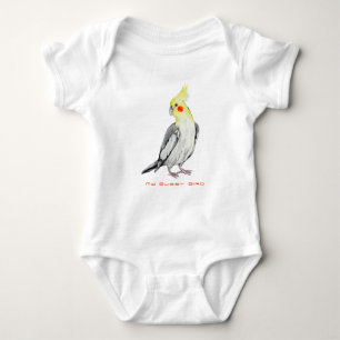 Cute Cockatiel Watercolor Parrot. Baby Bodysuit