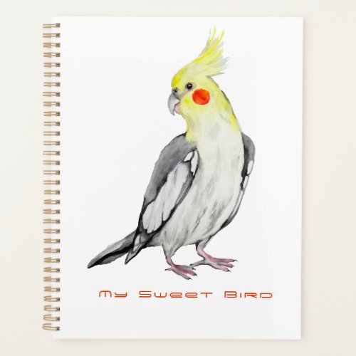 Cute Cockatiel Watercolor Parrot  Planner