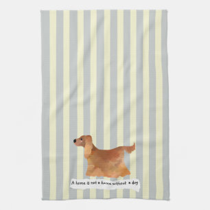 Cute cocker spaniel blue cream striped kitchen towel