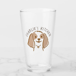 Cute Cocker Spaniel Cartoon Dog Personalized Glass