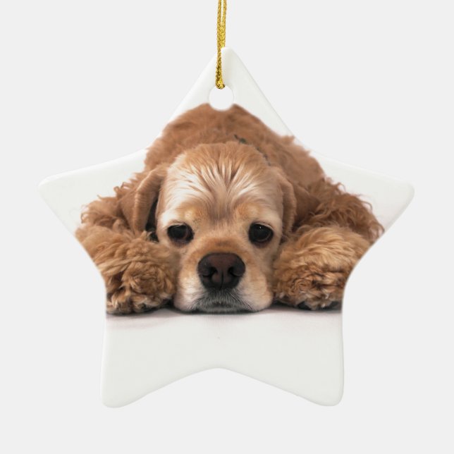 Cute Cocker Spaniel Ceramic Ornament (Front)