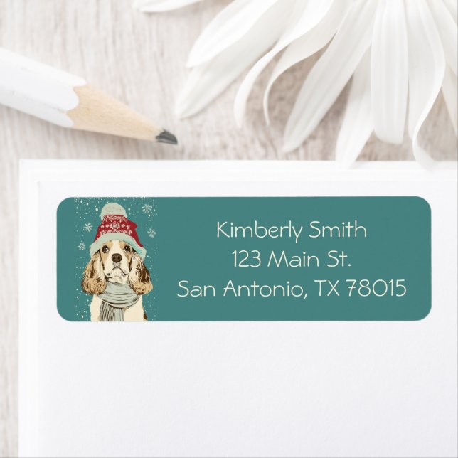 Cute Cocker Spaniel Christmas Return Address  Label (Insitu)