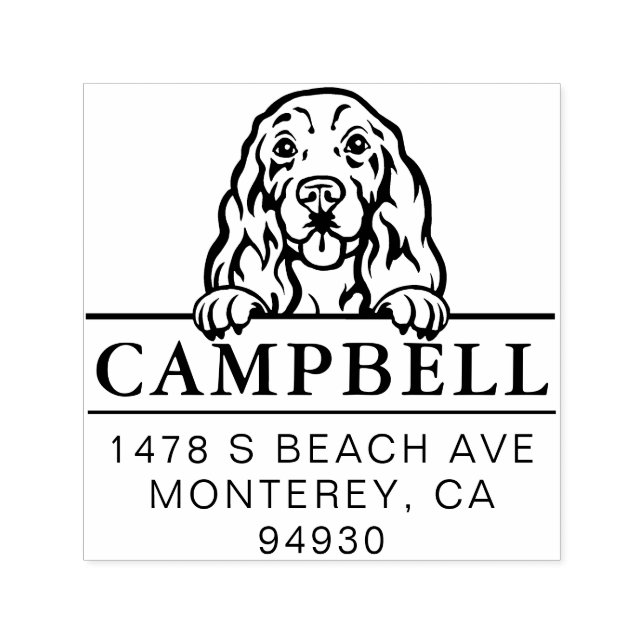 Cute Cocker Spaniel Custom Dog Address   Self-inking Stamp (Design)
