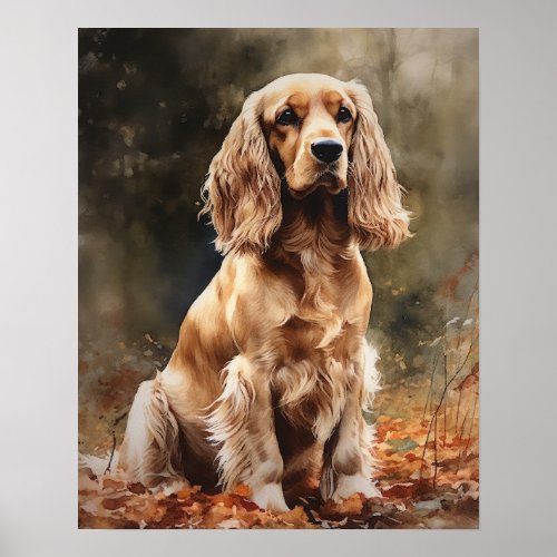 Cute Cocker Spaniel Dog Art Print Poster