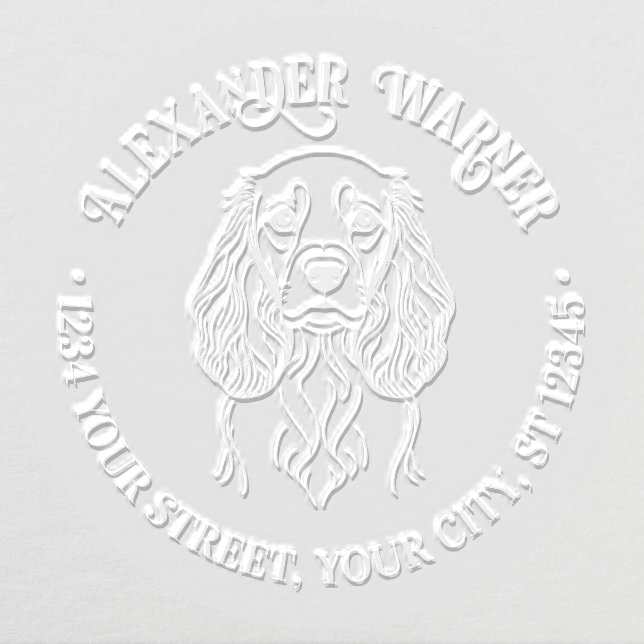 Cute Cocker Spaniel Dog Head Name Return Address Embosser (Design)