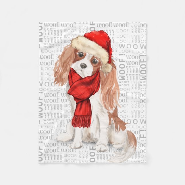 Cute Cocker Spaniel Dog Lover Christmas Fleece Blanket (Front)