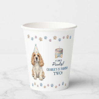 Cute Cocker Spaniel Dog Puppy Let’s Pawty Paper Cups