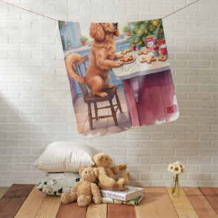 Cute Cocker Spaniel Gingerbread Baking Christmas Baby Blanket