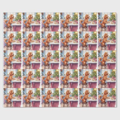 Cute Cocker Spaniel Gingerbread Baking Christmas Wrapping Paper
