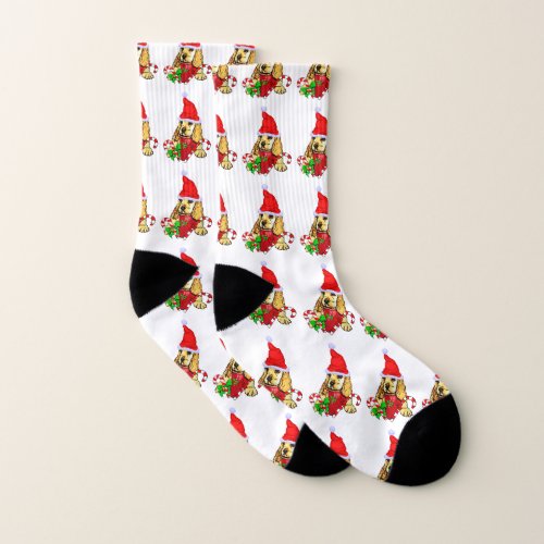 Cute Cocker Spaniel Merry Christmas Socks