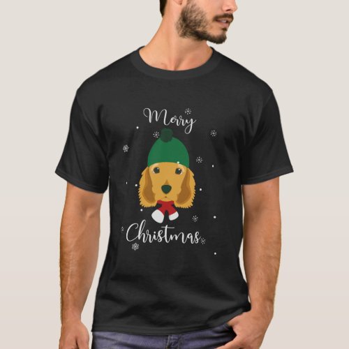 Cute Cocker Spaniel Merry Christmas T_Shirt