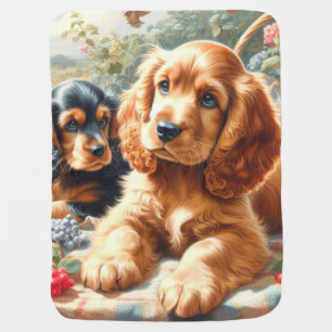 Cute Cocker Spaniel Painting Baby Blanket