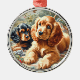 Cute Cocker Spaniel Painting Metal Ornament