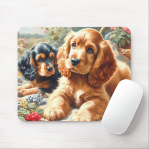 Cute Cocker Spaniel Painting Mouse Pad