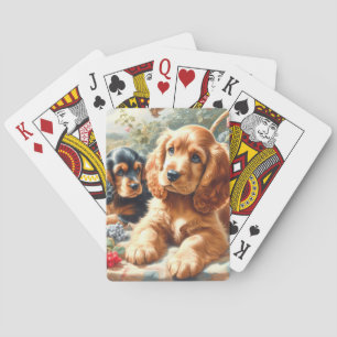 Cute Cocker Spaniel  Painting Poker Cards