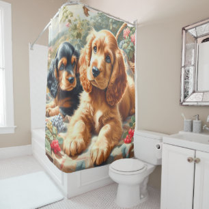 Cute Cocker Spaniel Painting Shower Curtain