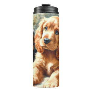 Cute Cocker Spaniel Painting Thermal Tumbler