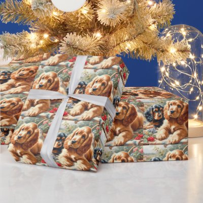 Cute Cocker Spaniel  Painting Wrapping Paper