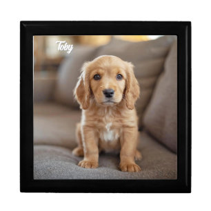 Cute Cocker Spaniel Personalized Jewelry Keepsake Gift Box
