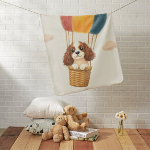 Cute Cocker Spaniel Puppy Balloon Pastel Baby Blanket