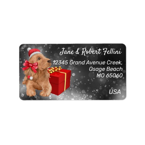 Cute cocker spaniel red giftbox festive custom label