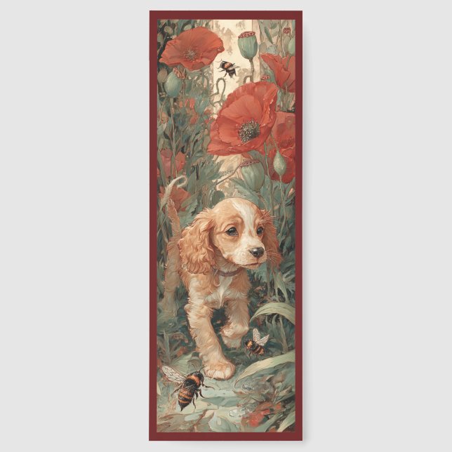 Cute Cocker Spaniel With Flowers Bookmarks (Front)