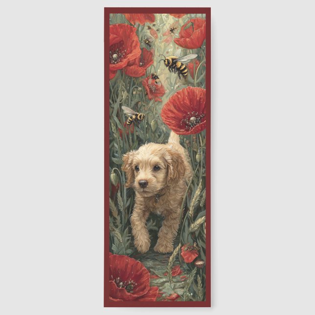 Cute Cocker Spaniel With Flowers Bookmarks (Front)