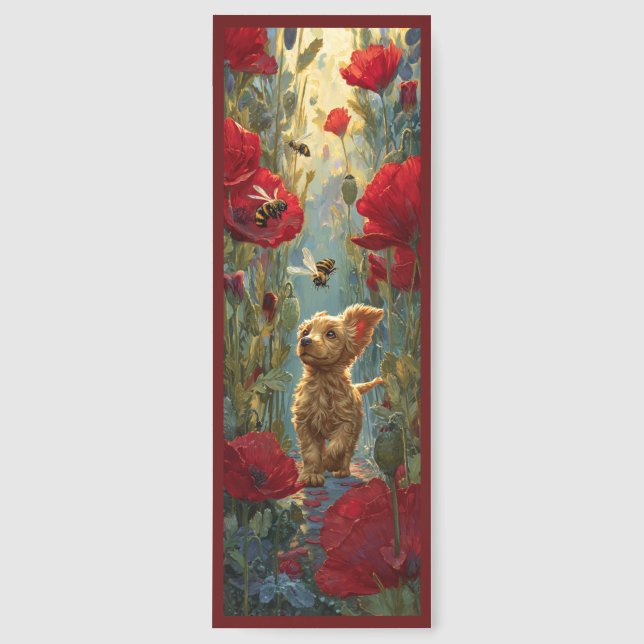 Cute Cocker Spaniel With Flowers Bookmarks (Front)