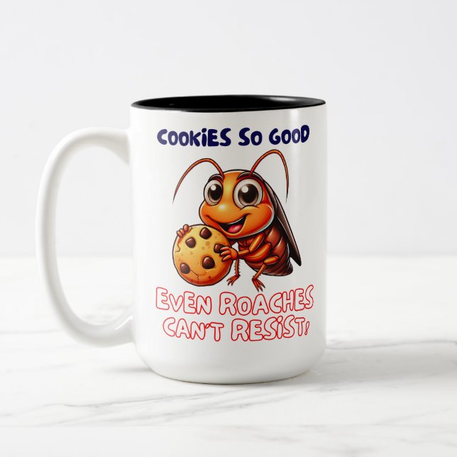 Cute Cockroach Cookie Cartoon Dessert Two-Tone Coffee Mug (Left)
