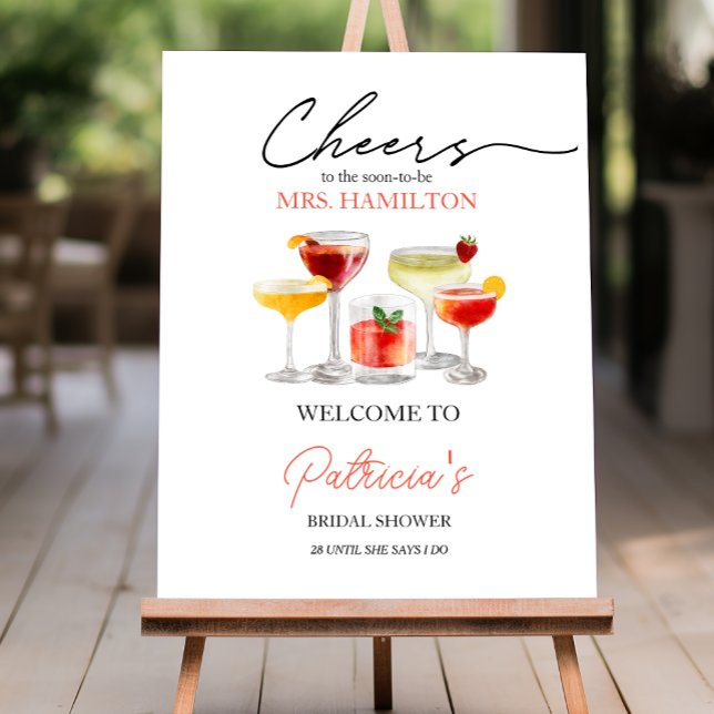 Cute Cocktail Bridal Shower Party Welcome Foam Board (Creator Uploaded)