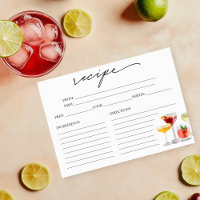 Cute Cocktail Bridal Shower Recipe Card