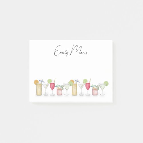 Cute Cocktail Drinks Colorful Simple Calligraphy Post_it Notes