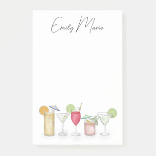 Cute Cocktail Drinks Colorful Simple Calligraphy Post-it Notes