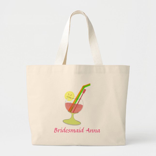 cute cocktail glass Fun Bridesmaid Favors Large Tote Bag (Front)