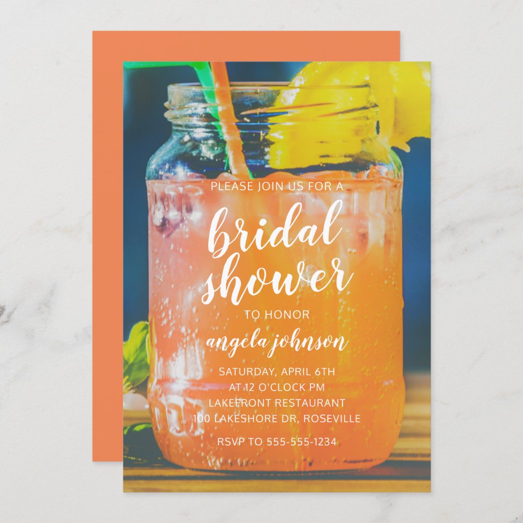 Cute Cocktail Mason Jar Bridal Shower Invitation Zazzle