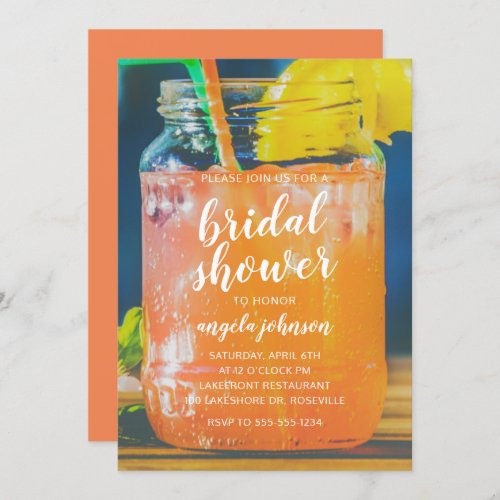 Cute Cocktail Mason Jar Bridal Shower Invitation