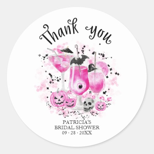 Cute Cocktails Halloween Bridal Shower Classic Rou Classic Round Sticker
