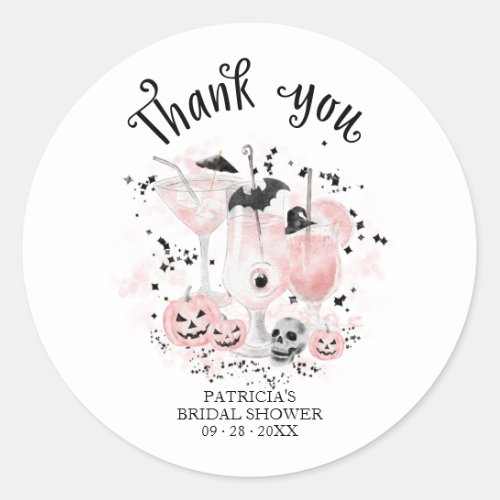 Cute Cocktails Halloween Bridal Shower Classic Round Sticker